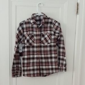 NWT women small plaid flannel pink white red